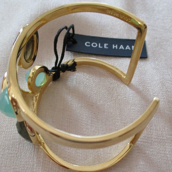 Cole Haan Gold Tone Cuff Bracelet Semi Precious Stones NWT - Picture 4 of 7